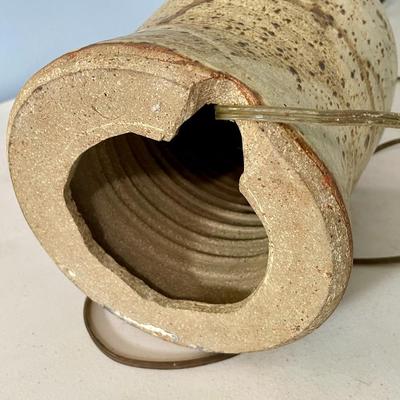 Vintage hand-thrown pottery vase with shade