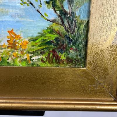 Sale Photo Thumbnail #285: Signed on back and lower right bottom 
Measures: 18" high x 22" wide- framed