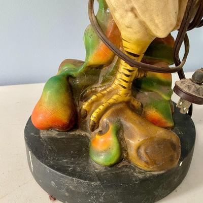 Vintage chalkware rooster lamp