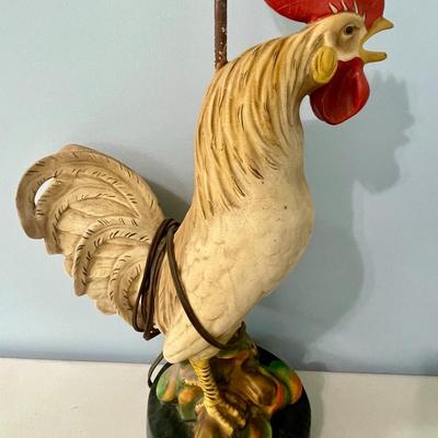 Vintage chalkware rooster lamp