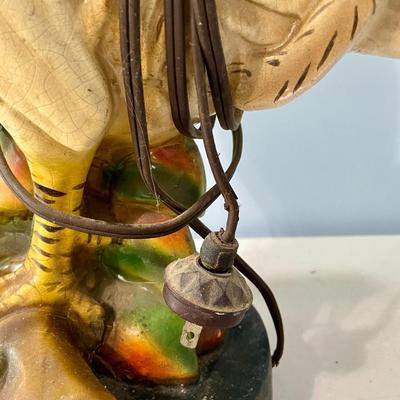 Vintage chalkware rooster lamp