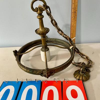 Vintage brass "face" chandelier