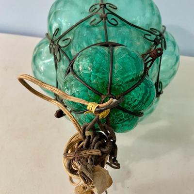 Vintage Seguso Murano green "bubble glass" chandelier