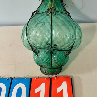 Vintage Seguso Murano green "bubble glass" chandelier