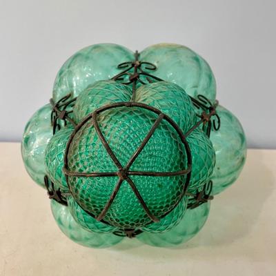 Vintage Seguso Murano green "bubble glass" chandelier