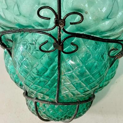 Vintage Seguso Murano green "bubble glass" chandelier