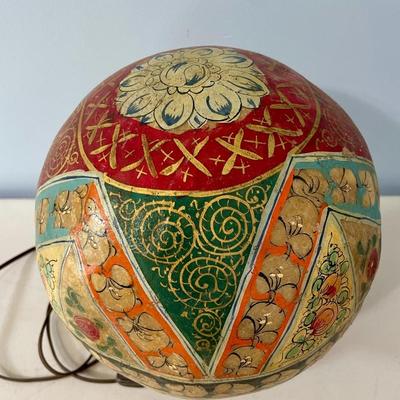Vintage Afghanistan/Pakistan hand-painted "bladder" orb lamp