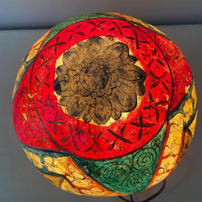 Vintage Afghanistan/Pakistan hand-painted "bladder" orb lamp