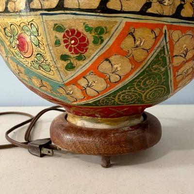 Vintage Afghanistan/Pakistan hand-painted "bladder" orb lamp