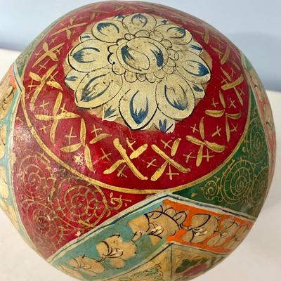 Vintage Afghanistan/Pakistan hand-painted "bladder" orb lamp