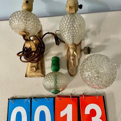 Vintage clear hobnail wall sconces + extras