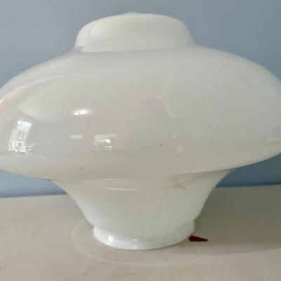Pair vintage white ceiling shades