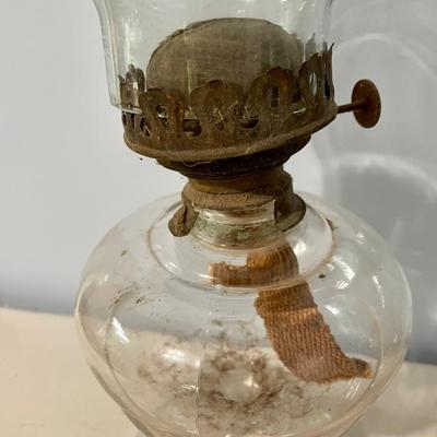 Pair antique oil lamps