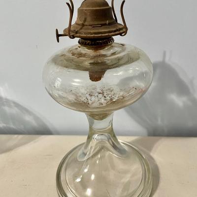 Pair antique oil lamps