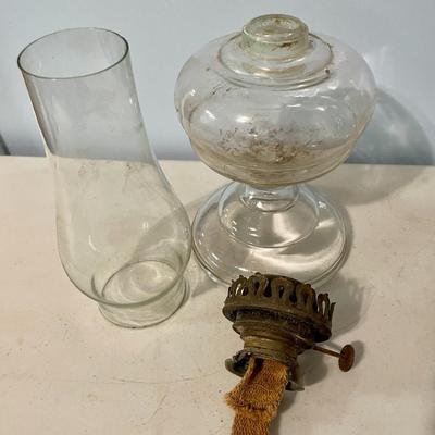 Pair antique oil lamps
