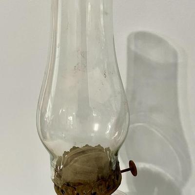 Pair antique oil lamps