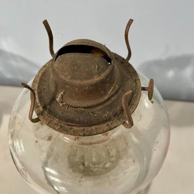 Pair antique oil lamps
