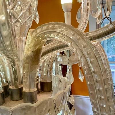 Antique 12-light crystal chandelier + extra drops