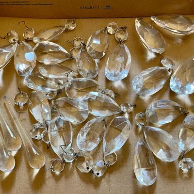 Antique 12-light crystal chandelier + extra drops