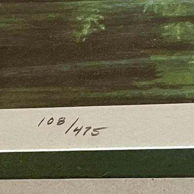 Framed signed and #d "Ring-necked Loons" print by LeDuc