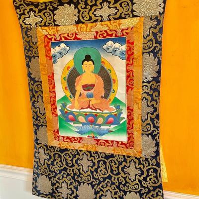 Fabric Buddha prayer scroll