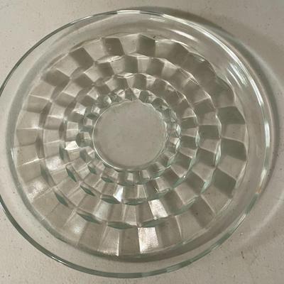 Set of 13 clear glass luncheon plates
