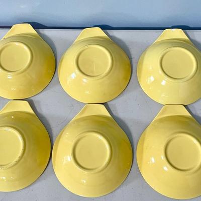 Vintage set of 6 mid-century yellow ceramic bowls