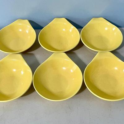 Vintage set of 6 mid-century yellow ceramic bowls