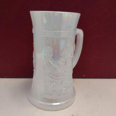 Vintage Federal Glass Company Iridescent Milk Glass Stein