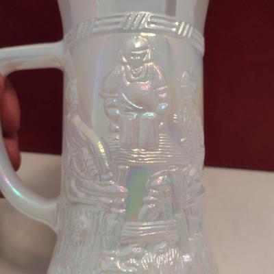 Vintage Federal Glass Company Iridescent Milk Glass Stein