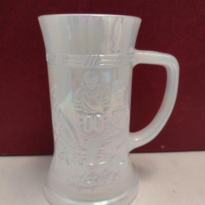 Vintage Federal Glass Company Iridescent Milk Glass Stein