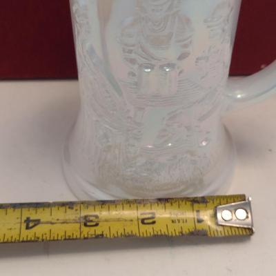 Vintage Federal Glass Company Iridescent Milk Glass Stein