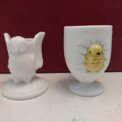 Vintage Westmoreland Milk Glass Toothpick Holder and Egg Cup