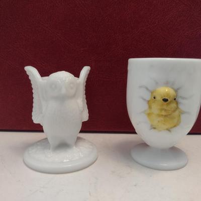 Vintage Westmoreland Milk Glass Toothpick Holder and Egg Cup