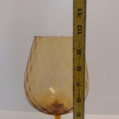 Large Diamond Optic Amber Glass Art Vase- Possibly Empoli- Approx 9 3/4" Tall