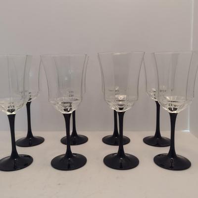 Luminarc Crystal Black Stem Wine Glasses- Set of Eight