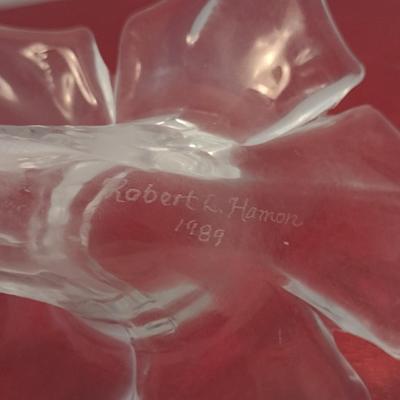 Vintage Robert L. Hamon Five Petal Flower Design Art Glass Bud Vase