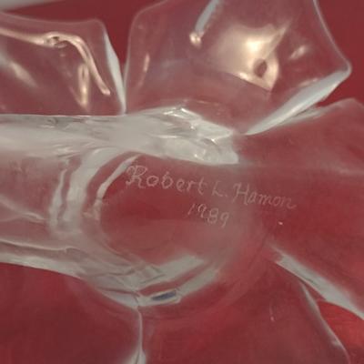 Vintage Robert L. Hamon Five Petal Flower Design Art Glass Bud Vase