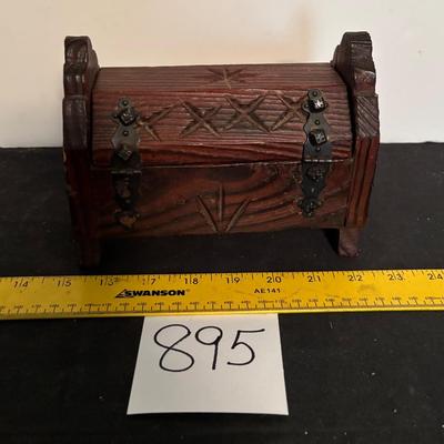 Vintage Small Wooden Carved Chest