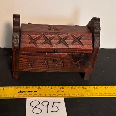 Vintage Small Wooden Carved Chest
