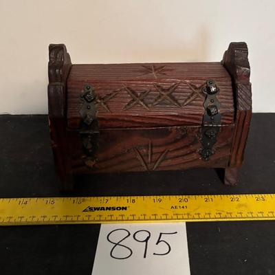 Vintage Small Wooden Carved Chest