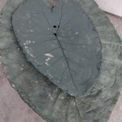 Pair of Concrete Leaf Design Garden Art