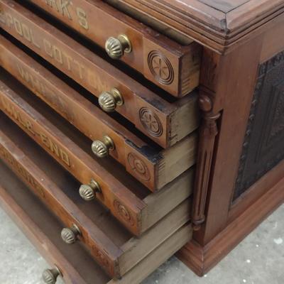 Antique Six Drawer Clark's Spool Cabinet