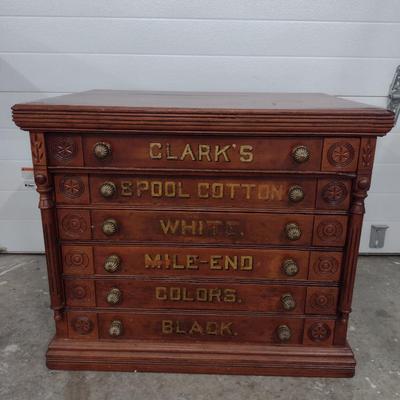 Antique Six Drawer Clark's Spool Cabinet
