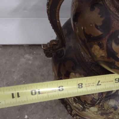 Cast Metal Asian Design Vase- Approx 25" Tall