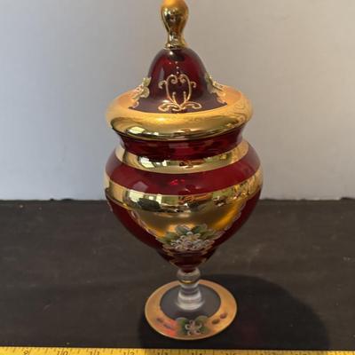 Vintage Ruby Red Footed Candy Dish