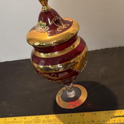 Vintage Ruby Red Footed Candy Dish
