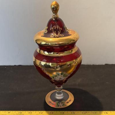 Vintage Ruby Red Footed Candy Dish