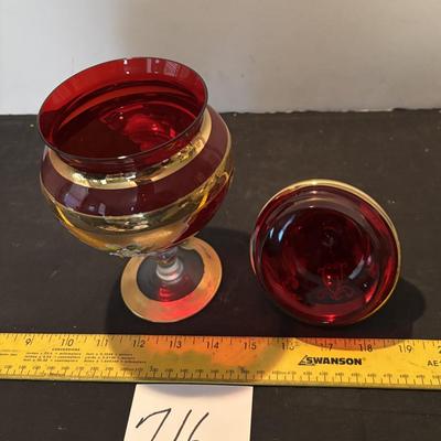 Vintage Ruby Red Footed Candy Dish