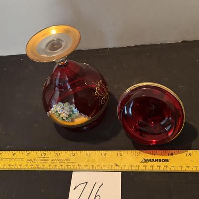 Vintage Ruby Red Footed Candy Dish